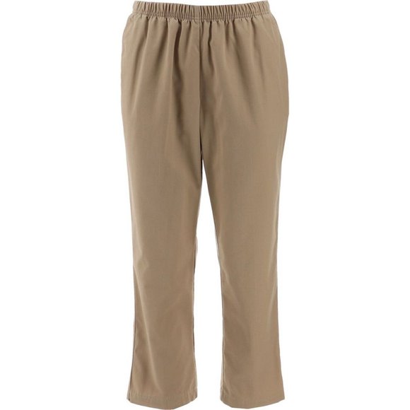NWT LANDS' END WOMEN'S PETITE HIGH RISE TWILL PULL ON PANTS KHAKI 12PX26 - Picture 1 of 7